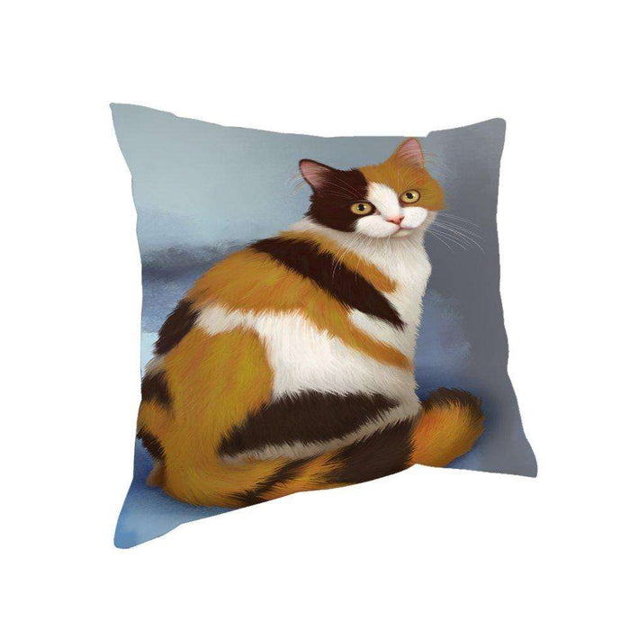 British Shorthaired Calico Cat Throw Pillow