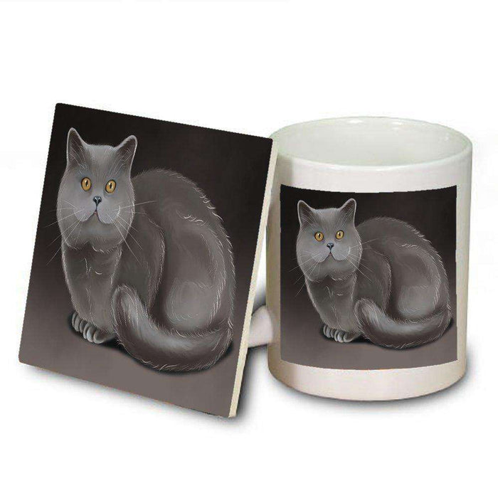 British Shorthaired Cat Mug and Coaster Set