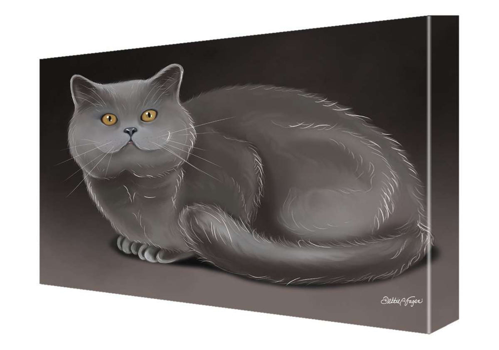 British Shorthaired Cat Painting Printed on Canvas Wall Art Signed