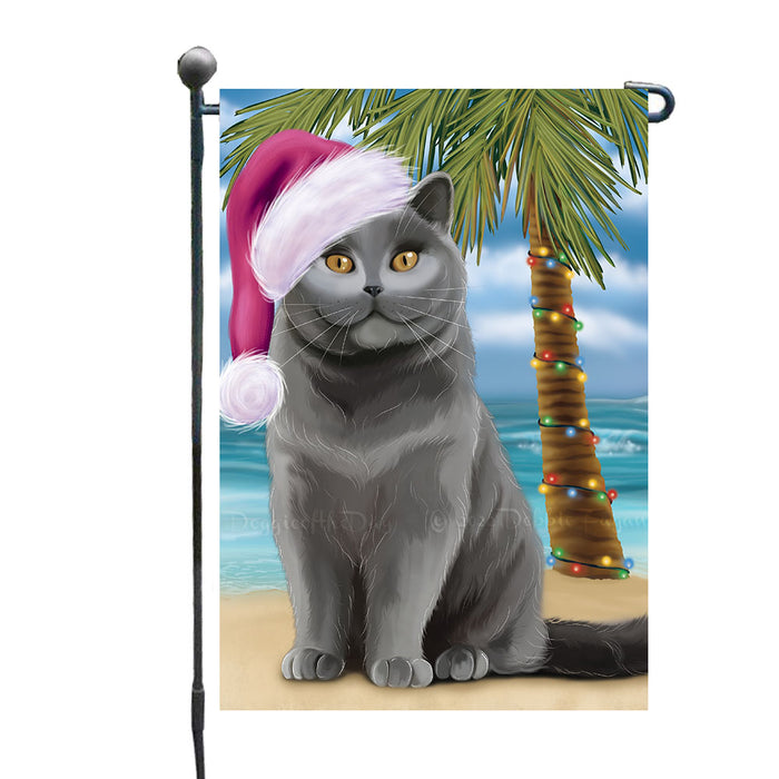 Christmas Summertime Beach British Shorthair Cat Garden Flags Outdoor Decor for Homes and Gardens Double Sided Garden Yard Spring Decorative Vertical Home Flags Garden Porch Lawn Flag for Decorations GFLG68933