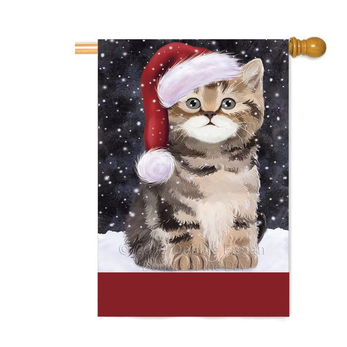 Personalized Let It Snow Happy Holidays British Shorthair Cat Custom House Flag FLG-DOTD-A62341