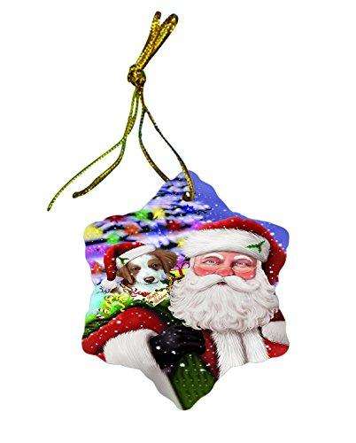 Brittany Spaniel Dog Christmas Snowflake Ceramic Ornament