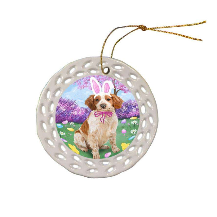 Brittany Spaniel Dog Easter Holiday Ceramic Doily Ornament DPOR49069