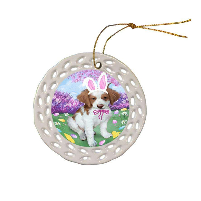 Brittany Spaniel Dog Easter Holiday Ceramic Doily Ornament DPOR49071
