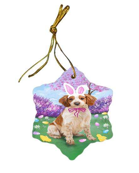Brittany Spaniel Dog Easter Holiday Star Porcelain Ornament SPOR49061