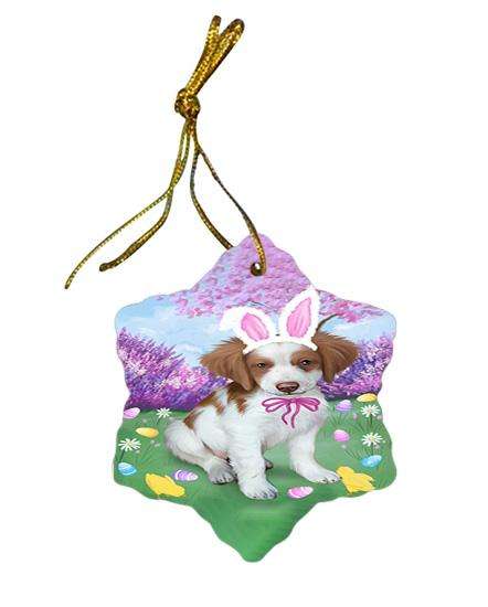 Brittany Spaniel Dog Easter Holiday Star Porcelain Ornament SPOR49063