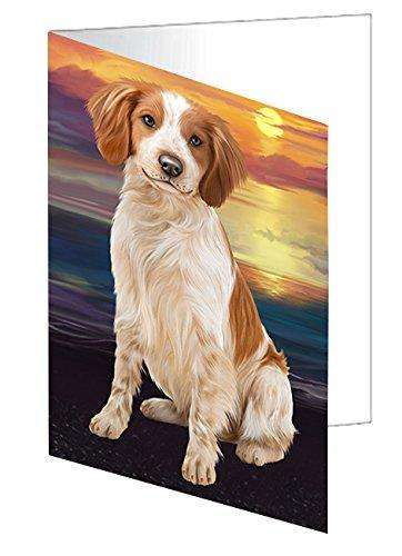 Brittany Spaniel Dog Handmade Artwork Assorted Pets Greeting Cards and Note Cards with Envelopes for All Occasions and Holiday Seasons D474