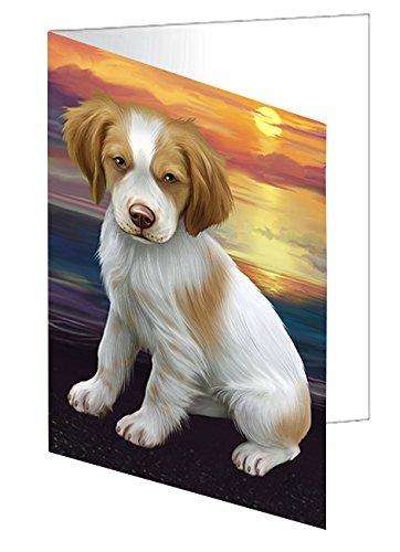 Brittany Spaniel Dog Handmade Artwork Assorted Pets Greeting Cards and Note Cards with Envelopes for All Occasions and Holiday Seasons D475