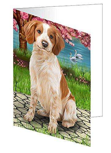 Brittany Spaniel Dog Handmade Artwork Assorted Pets Greeting Cards and Note Cards with Envelopes for All Occasions and Holiday Seasons D479
