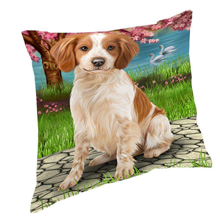 Brittany Spaniel Dog Throw Pillow D523