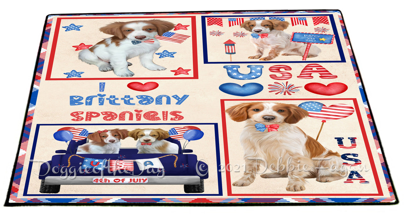 4th of July Independence Day I Love USA Brittany Spaniel Dogs Floormat FLMS56152 Floormat FLMS56152
