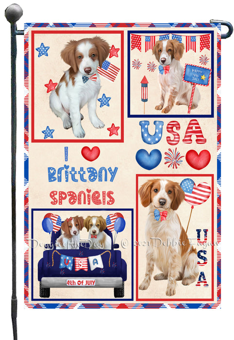 4th of July Independence Day I Love USA Brittany Spaniel Dogs Garden Flag GFLG66882