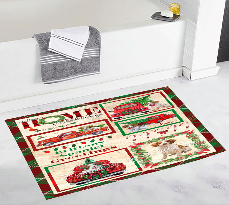 Welcome Home for Christmas Holidays Boxer Dogs Bathroom Rugs with Non Slip Soft Bath Mat for Tub BRUG54304