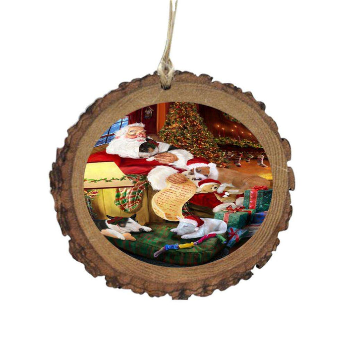 Brittany Spaniels Dog and Puppies Sleeping with Santa Wooden Christmas Ornament WOR49263