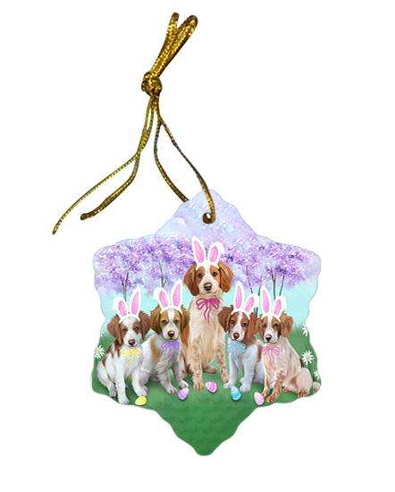 Brittany Spaniels Dog Easter Holiday Star Porcelain Ornament SPOR49062