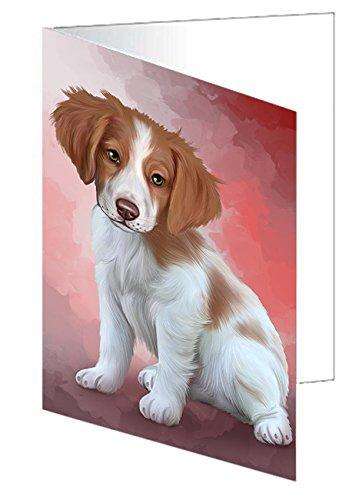 Brittany Spaniels Dog Handmade Artwork Assorted Pets Greeting Cards and Note Cards with Envelopes for All Occasions and Holiday Seasons D108