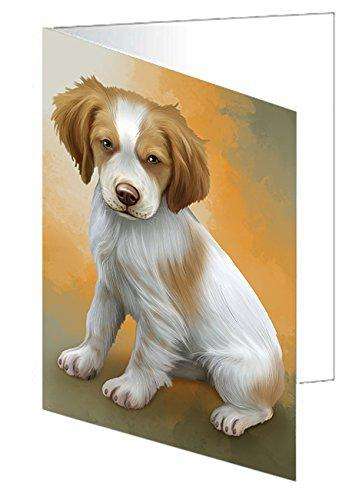 Brittany Spaniels Dog Handmade Artwork Assorted Pets Greeting Cards and Note Cards with Envelopes for All Occasions and Holiday Seasons D109
