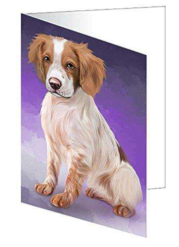 Brittany Spaniels Dog Handmade Artwork Assorted Pets Greeting Cards and Note Cards with Envelopes for All Occasions and Holiday Seasons D111