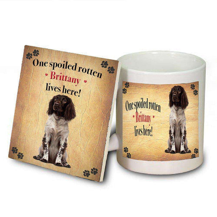 Brittany Spoiled Rotten Dog Coaster and Mug Combo Gift Set