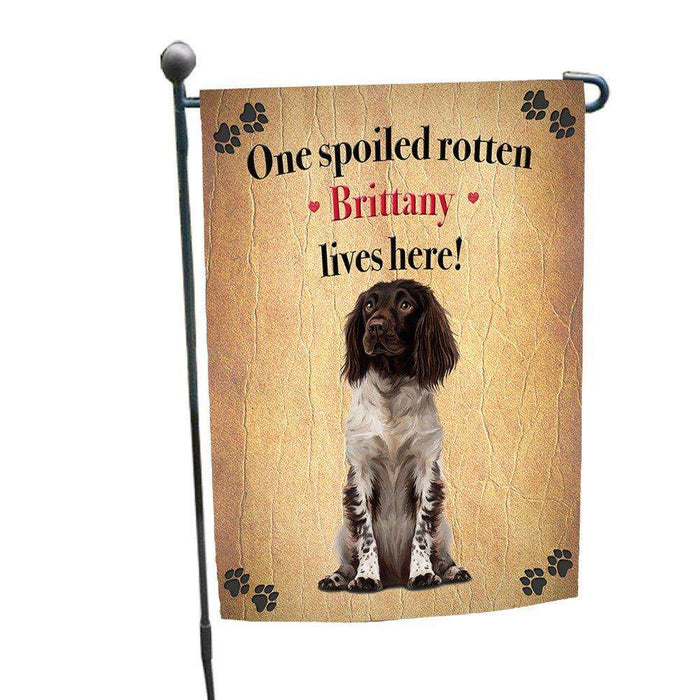 Brittany Spoiled Rotten Dog Garden Flag