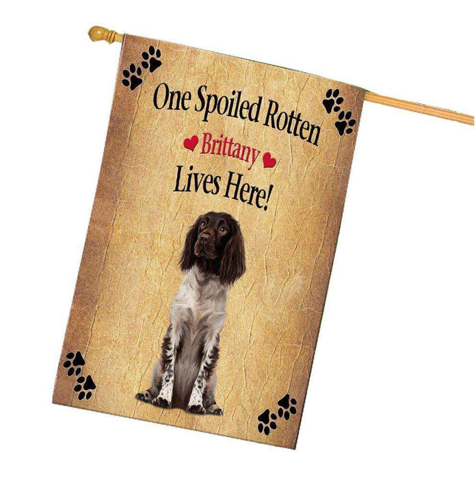Brittany Spoiled Rotten Dog House Flag
