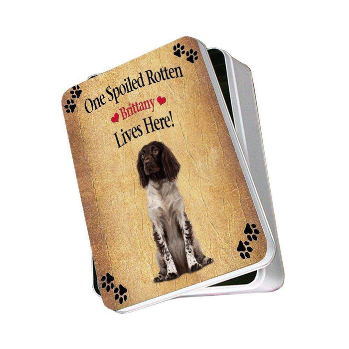 Brittany Spoiled Rotten Dog Photo Storage Tin