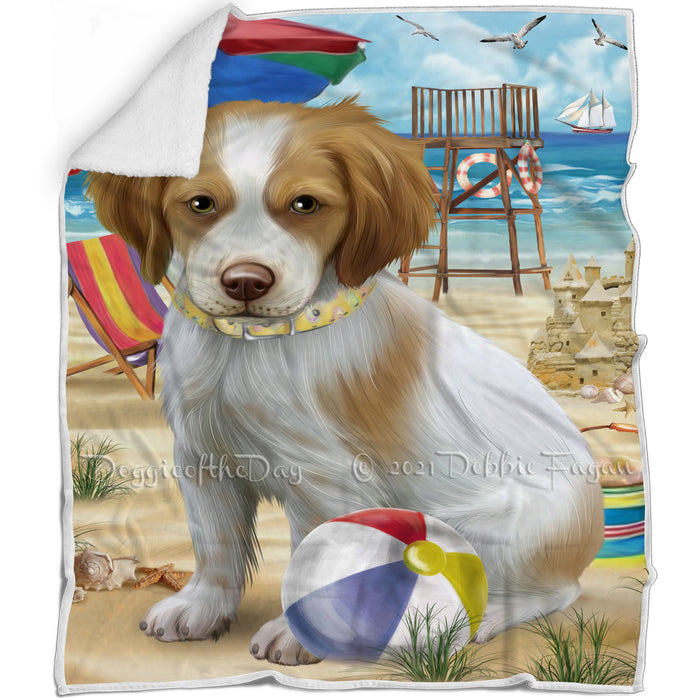 Pet Friendly Beach Brittany Spaniel Dog Blanket BLNKT65658