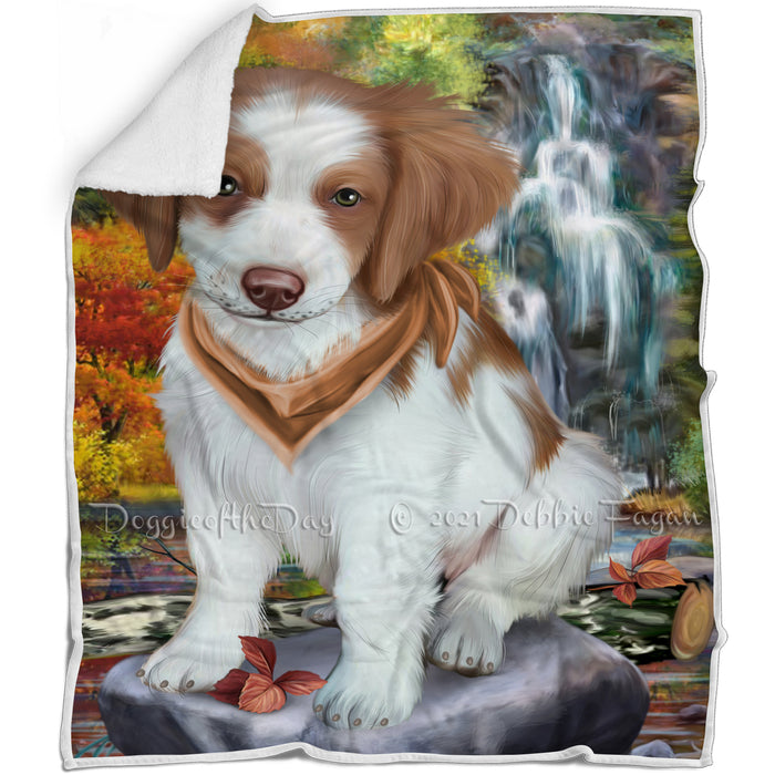 Scenic Waterfall Brittany Spaniel Dog Blanket BLNKT63021