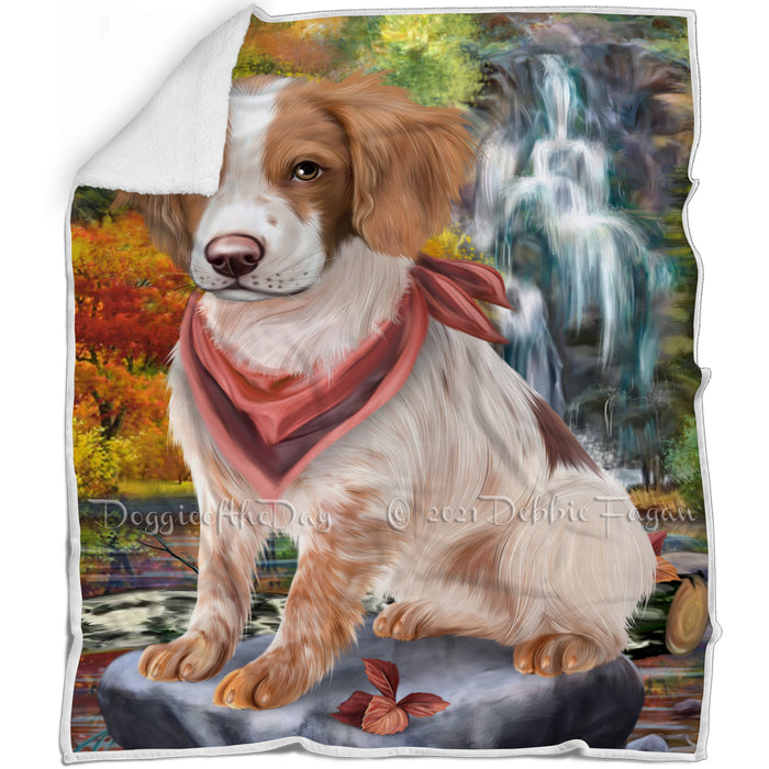 Scenic Waterfall Brittany Spaniel Dog Blanket BLNKT63030