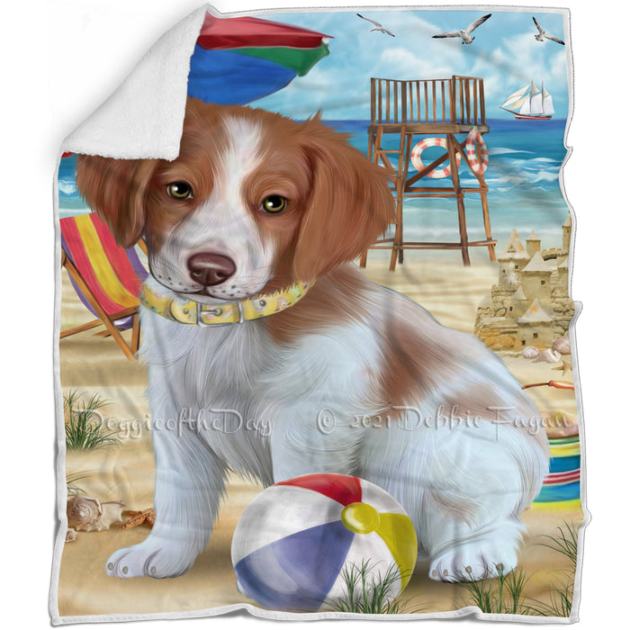 Pet Friendly Beach Brittany Spaniel Dog Blanket BLNKT65667