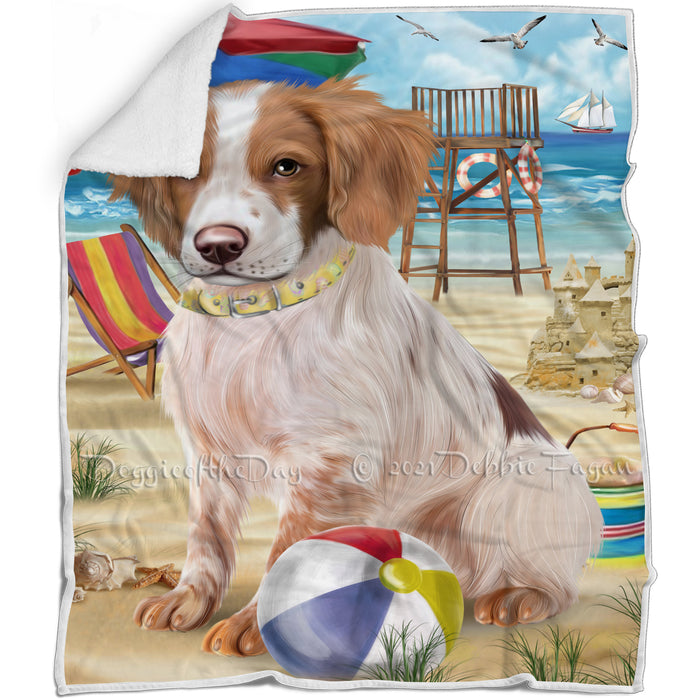 Pet Friendly Beach Brittany Spaniel Dog Blanket BLNKT65676