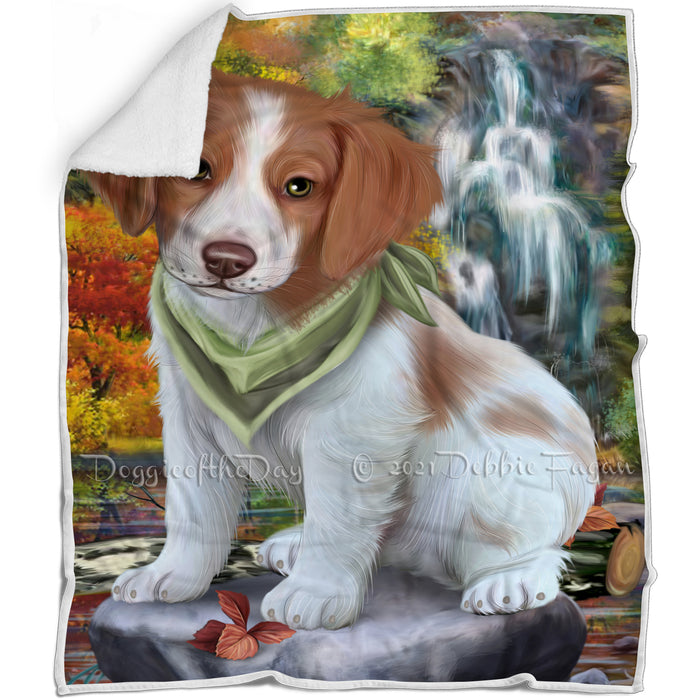 Scenic Waterfall Brittany Spaniel Dog Blanket BLNKT63048