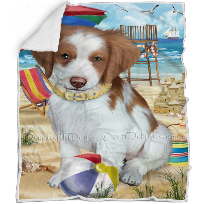 Pet Friendly Beach Brittany Spaniel Dog Blanket BLNKT65685