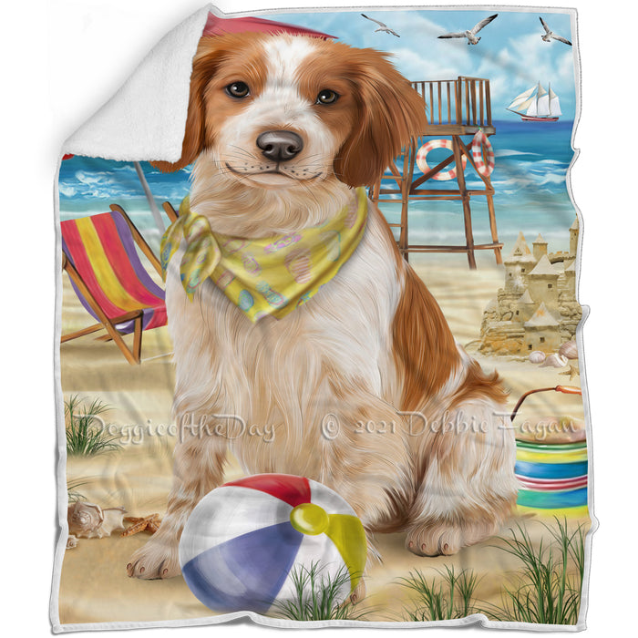 Pet Friendly Beach Brittany Spaniel Dog Blanket BLNKT65694