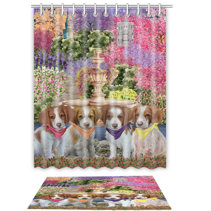 Brittany Spaniel Shower Curtain with Bath Mat Set: Explore a Variety of Designs, Personalized, Custom, Curtains and Rug Bathroom Decor, Dog and Pet Lovers Gift