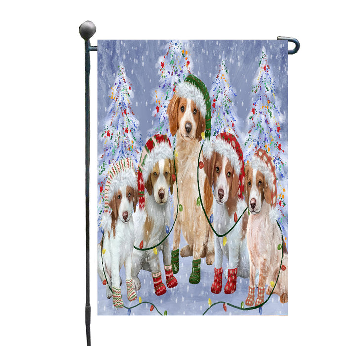 Christmas Lights and Brittany Spaniel Dogs Garden Flags- Outdoor Double Sided Garden Yard Porch Lawn Spring Decorative Vertical Home Flags 12 1/2"w x 18"h