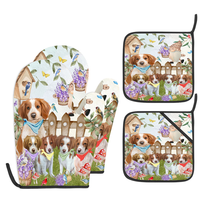 Brittany Spaniel Oven Mitts and Pot Holder Set: Explore a Variety of Designs, Personalized, Potholders with Kitchen Gloves for Cooking, Custom, Halloween Gifts for Dog Mom