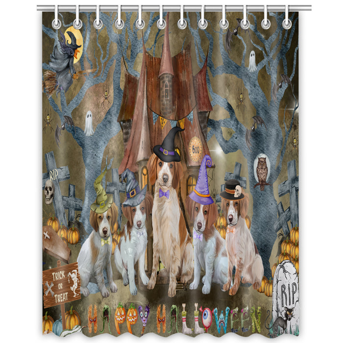 Brittany Spaniel Shower Curtain, Explore a Variety of Personalized Designs, Custom, Waterproof Bathtub Curtains with Hooks for Bathroom, Dog Gift for Pet Lovers