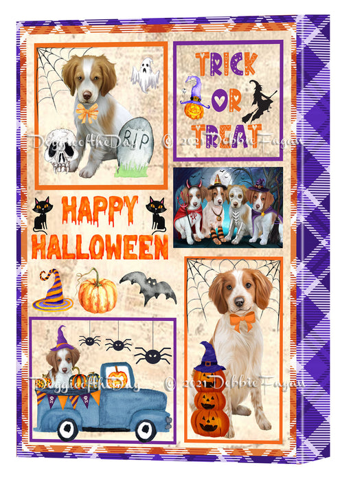 Happy Halloween Trick or Treat Brittany Spaniel Dogs Canvas Wall Art Decor - Premium Quality Canvas Wall Art for Living Room Bedroom Home Office Decor Ready to Hang CVS150344