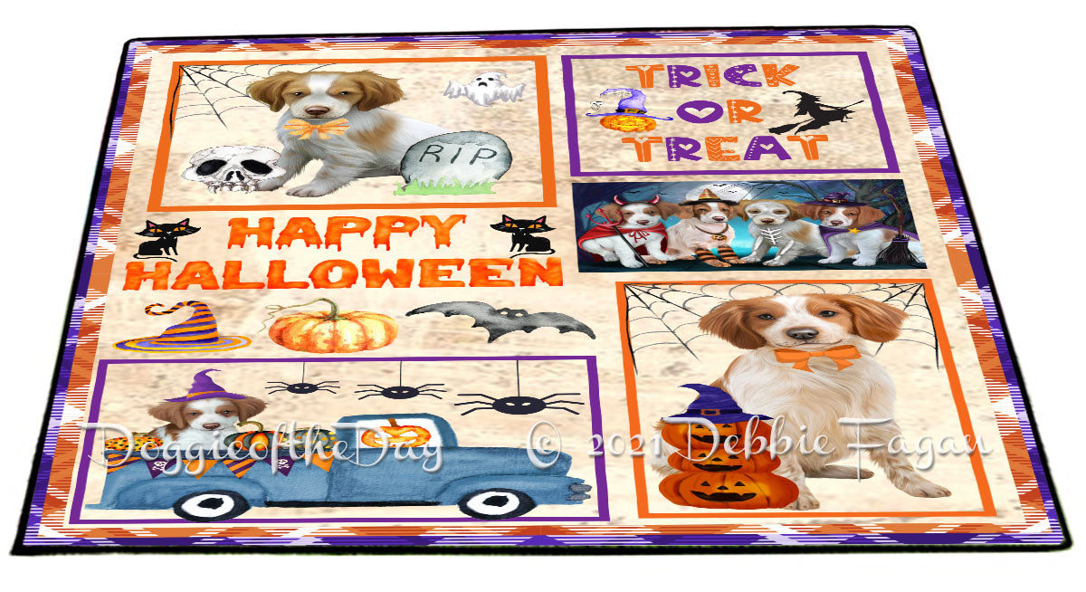 Happy Halloween Trick or Treat Brittany Spaniel Dogs Indoor/Outdoor Welcome Floormat - Premium Quality Washable Anti-Slip Doormat Rug FLMS58039