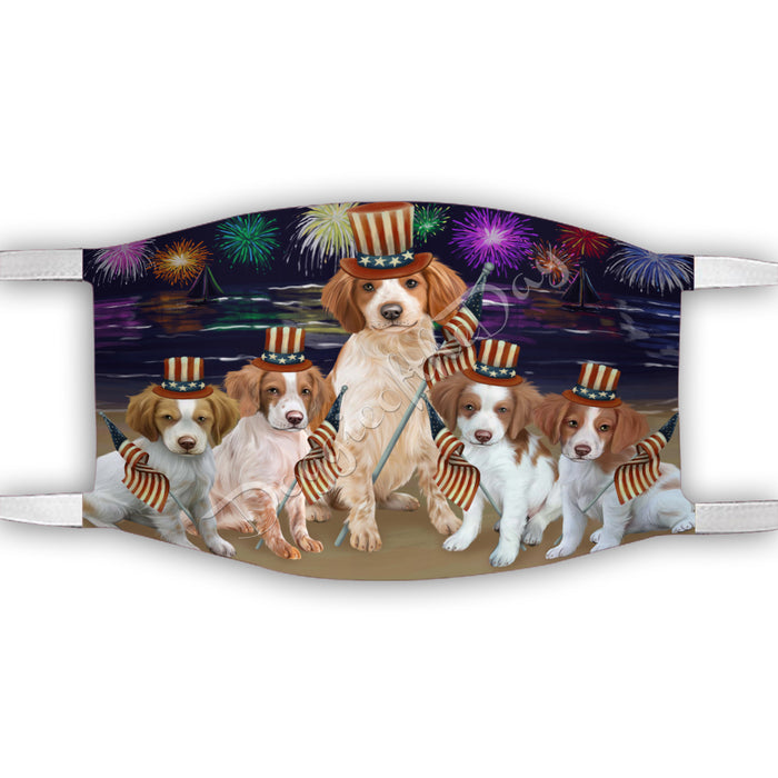 4th of July Independence Day Brittany Spaniel Dogs Face Mask FM49387