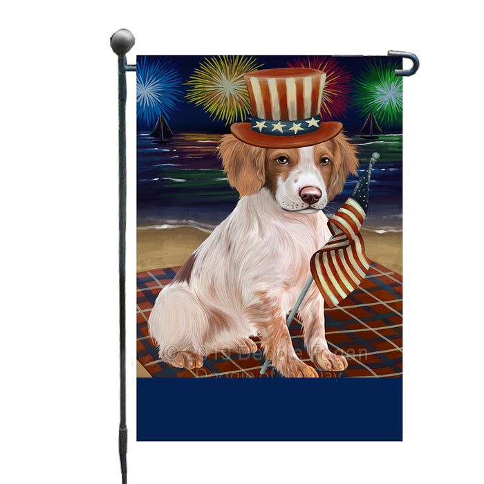 Personalized 4th of July Firework Brittany Spaniel Dog Custom Garden Flags GFLG-DOTD-A57823