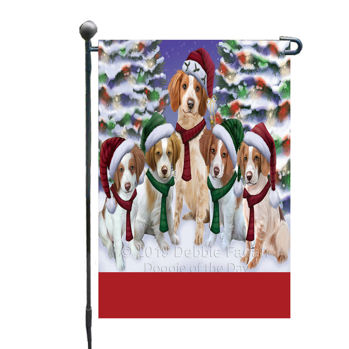 Personalized Christmas Happy Holidays Brittany Spaniel Dogs Family Portraits Custom Garden Flags GFLG-DOTD-A59102