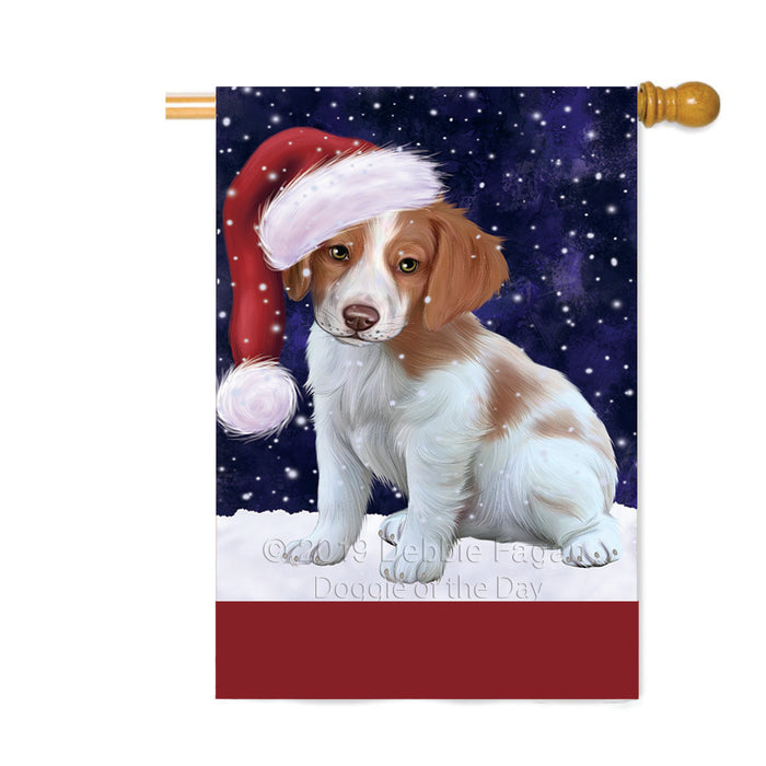 Personalized Let It Snow Happy Holidays Brittany Spaniel Dog Custom House Flag FLG-DOTD-A62343
