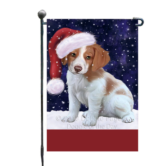 Personalized Let It Snow Happy Holidays Brittany Spaniel Dog Custom Garden Flags GFLG-DOTD-A62287