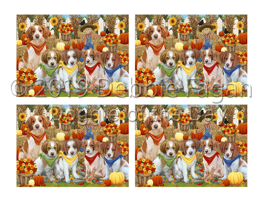 Fall Festive Harvest Time Gathering Brittany Spaniel Dogs Placemat