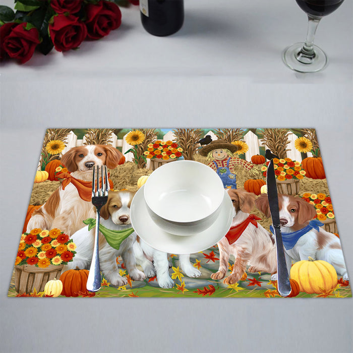 Fall Festive Harvest Time Gathering Brittany Spaniel Dogs Placemat