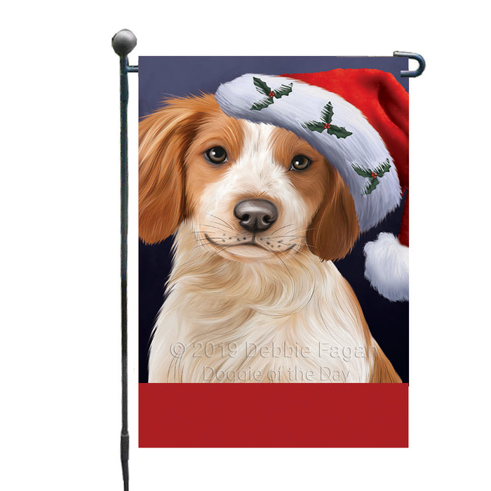 Personalized Christmas Holidays Brittany Spaniel Dog Wearing Santa Hat Portrait Head Custom Garden Flags GFLG-DOTD-A59812