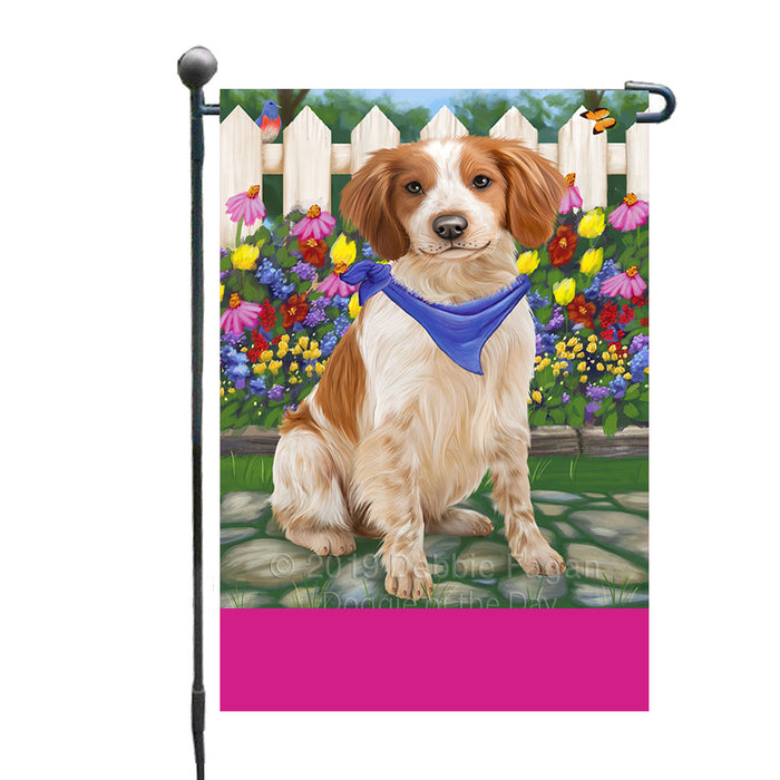 Personalized Spring Floral Brittany Spaniel Dog Custom Garden Flags GFLG-DOTD-A62783