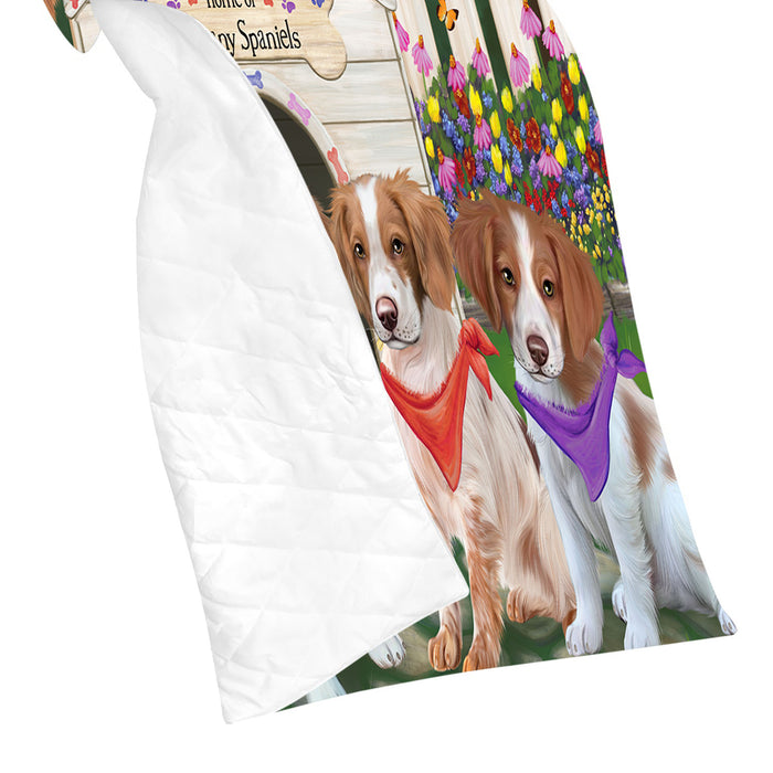 Spring Dog House Brittany Spaniel Dogs Quilt